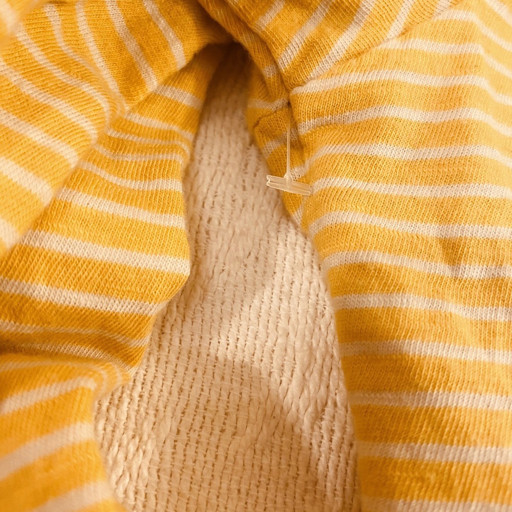 Style & Co. Ladies Sunflower Yellow Long Sleeve Striped Top. V Neck 3 Buttons - Picture 8 of 12
